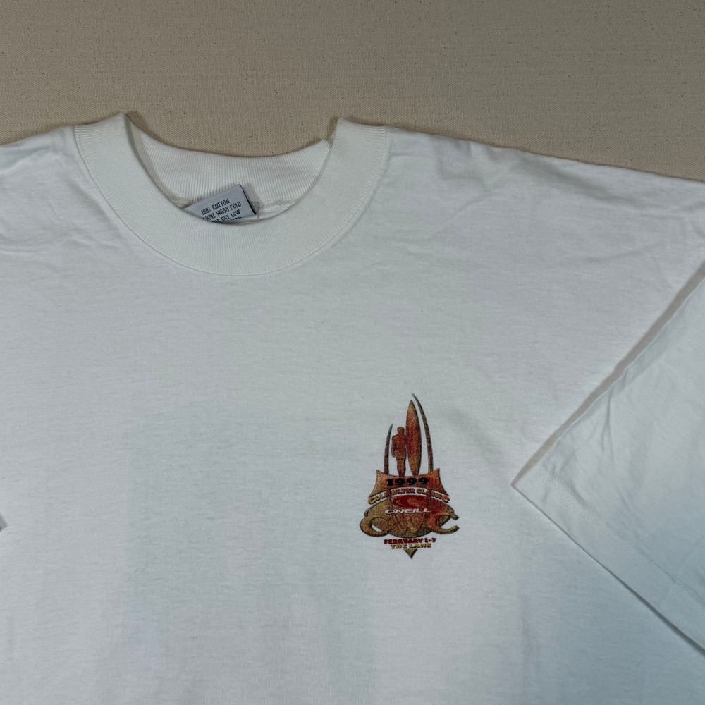 Vintage 1999 O'Neill Cold Water Classic CWC Surf T-Shirt White XXL The Lane - Picture 4 of 6